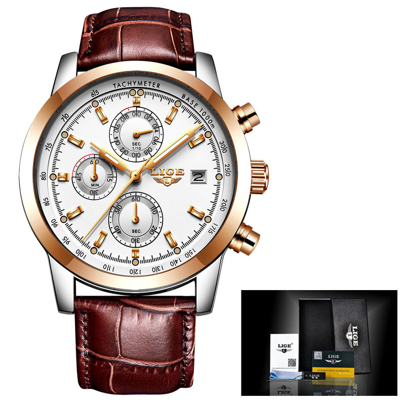 LIGE Multifunctional Waterproof Quartz Watch