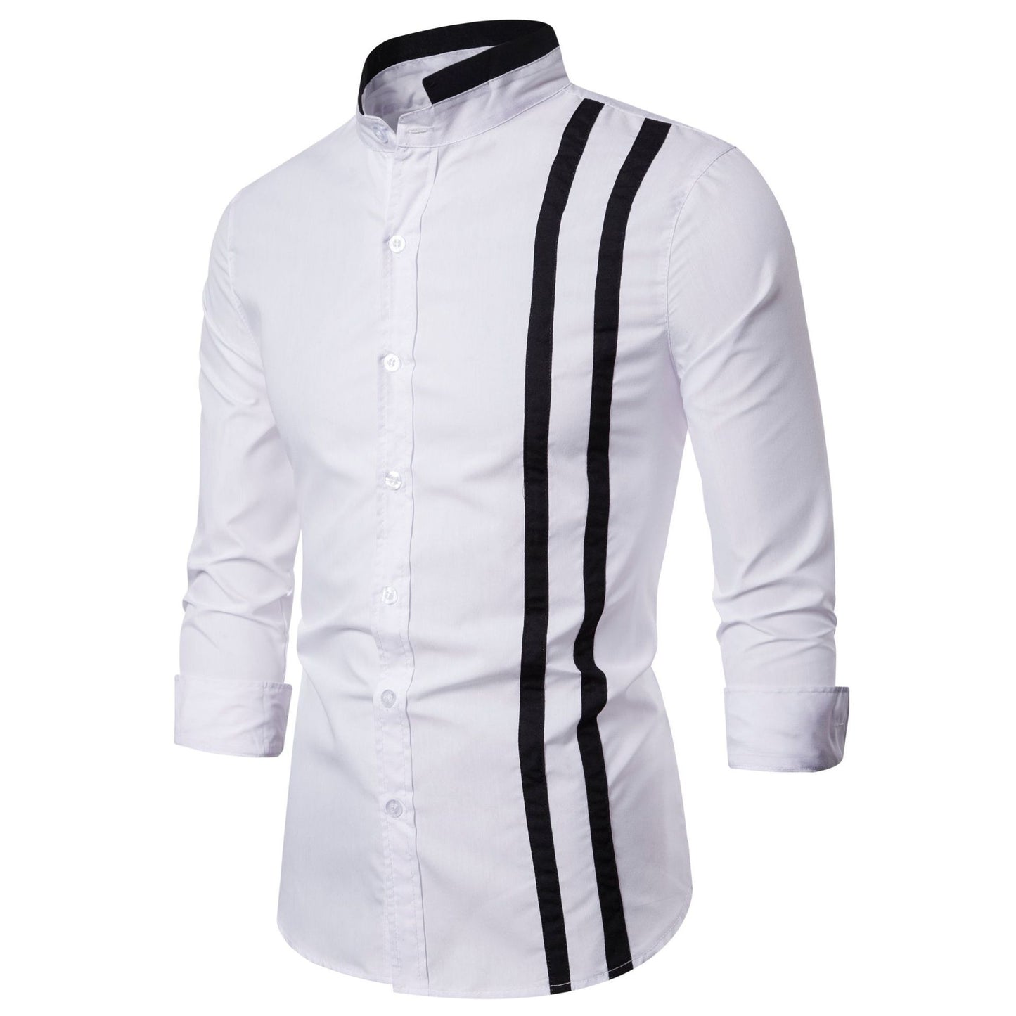 Men's Oversized Casual Shirt with Contrasting Collar
