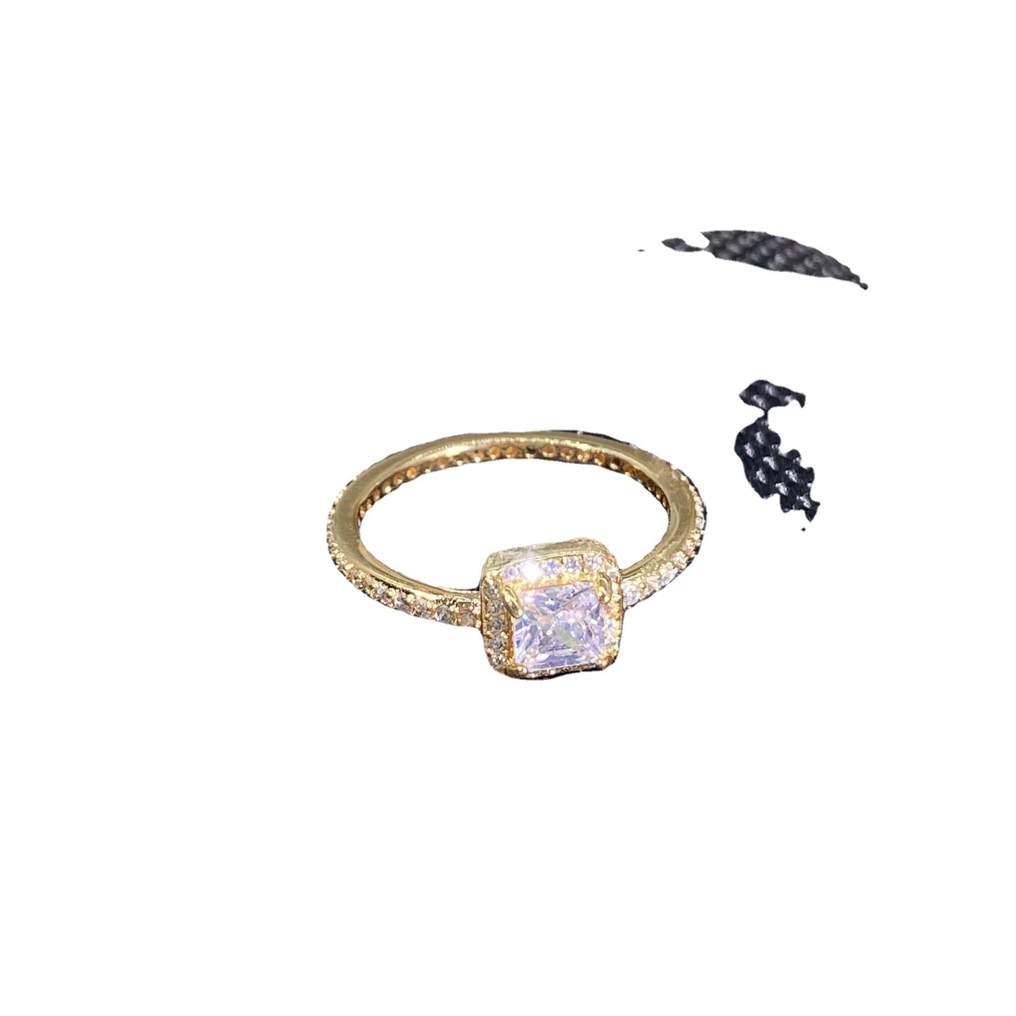 Champagne Color Princess Cut Ring with Simulated Diamonds