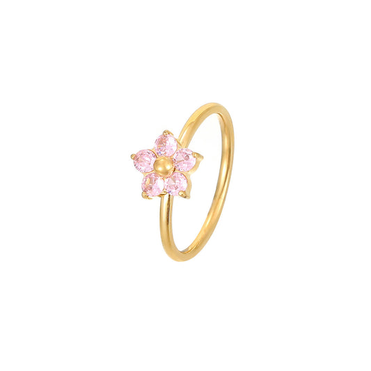 Artsy Ring with Simple Flower Cold Style Design