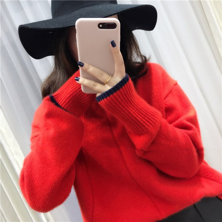 Women's Thickened Wool Sweater - Korean Style Knit Top