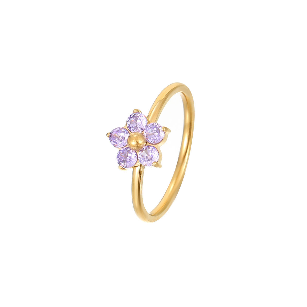 Artsy Ring with Simple Flower Cold Style Design
