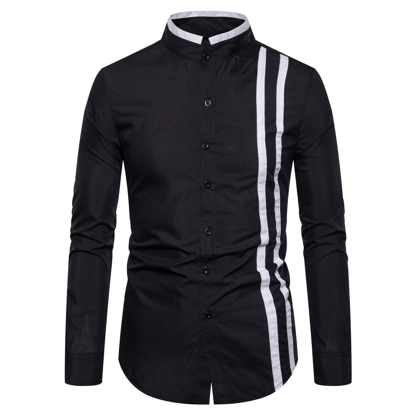 Men's Oversized Casual Shirt with Contrasting Collar