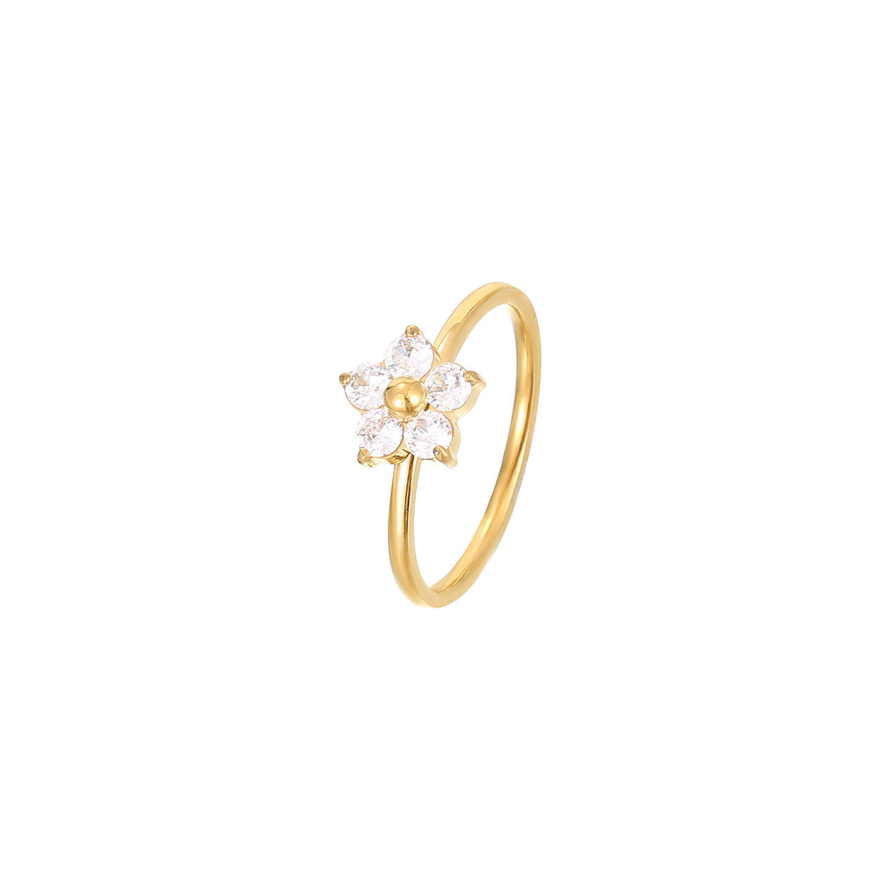 Artsy Ring with Simple Flower Cold Style Design