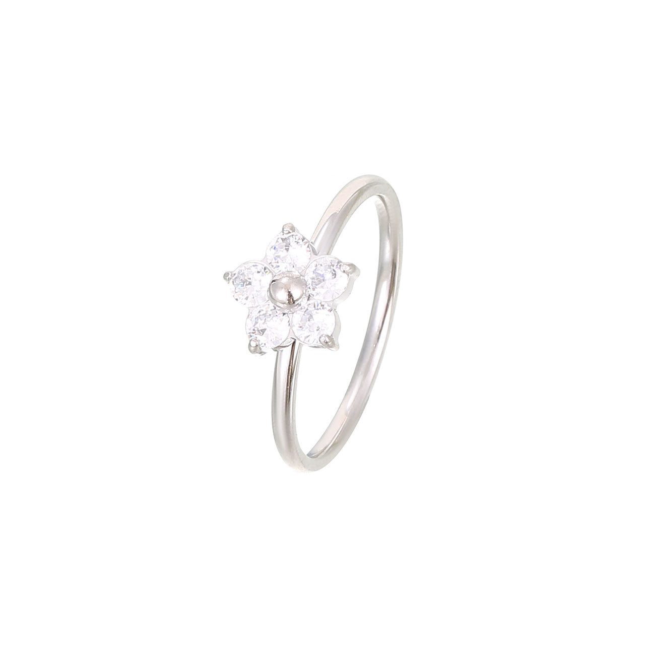Artsy Ring with Simple Flower Cold Style Design